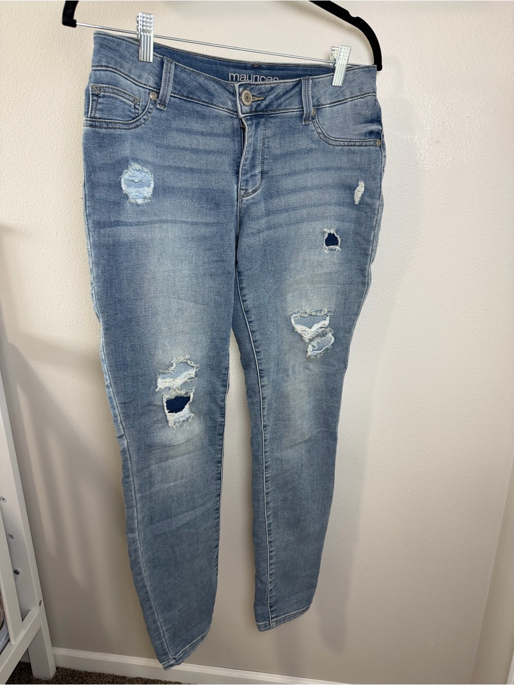 Maurices Light Wash Ripped Skinny Jeans